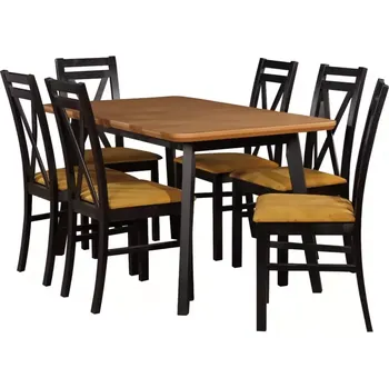 Jídelní set Jídelní Set Cezar 1+6 St41 140x80+40 +W114 Dub Wotan/Černá