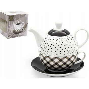 Konvička s šálkem a podšálkem Bella Fiore porcelánová vintage 0,32 l