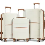 Kono 2591 Sada 3 kufrů 55cm 66.5cm 75.5cm spinner Krémová Polypropylen