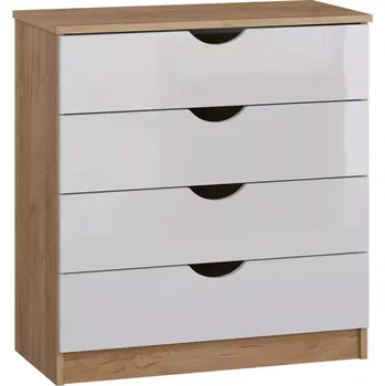 Kancelářská sestava Komoda 4S Tymeo dub craft zlatý+bílá lesk