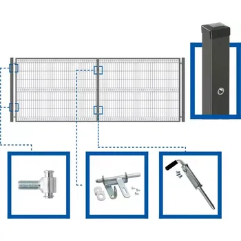 Plot 3D PLOTOVÁ BRÁNA 400 X 150 CM, KOMPLETNÍ SOUPRAVA - VČETNĚ SLOUPKŮ A PŘÍSLUŠENSTVÍ, WGBRA-T000298