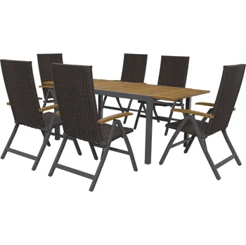 Zahradní nábytek LIVARNO home Sada hliníkového zahradního nábytku s rozkládacím stolem a křesly Valencia, 7dílná, hnědá