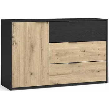 Kancelářská sestava Komoda Upsala 1D 3S 46B černý grafit+dub artisan