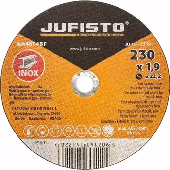 Příslušenství k brusce Řezný kotouč nerez 230 x 1.9 mm, Jufisto