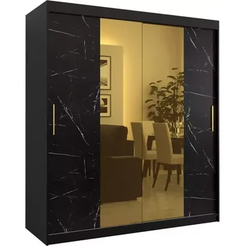 Předsíňová stěna Skříň Platinum T1 180 černá mramor/černá