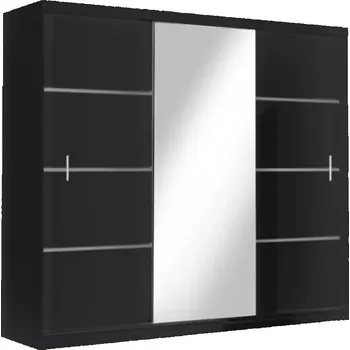 Šatní skříň Skříň Vista 250cm Černá/Zrcadlo Mat