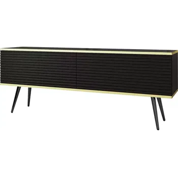 Obývací stěna Tv stolek Oro mdf rýhovaná 135 černá + nohy černé