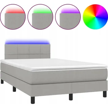 Postel Kontinentální postel s matrací a LED diodami 193x123x78/88 cm světle šedá