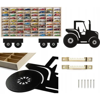 police REGÁL NA AUTÍČKA HOT WHEELS TRAKTOR DŘEVĚNÝ POLICE ORGANIZÉR NA AUTA Vícebarevná