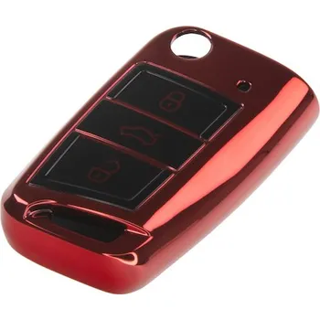 Autodíl TPU obal pro klíč Škoda, VW, Seat, červený, 484VW121R