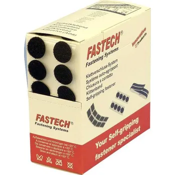 Zip FASTECH® B20-COIN999905 kulaté suché zipy, zalepení hotmelt , háčková a flaušová část, (Ø) 20 mm, černá, 460 díly