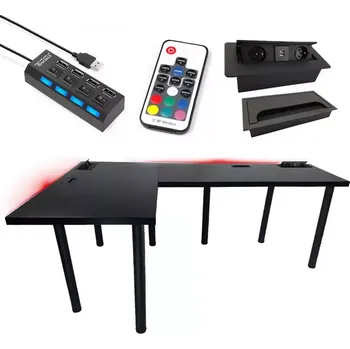 Kancelářská sestava Psací Stůl Roh. Top Černá 240x160x3,6 Model 3