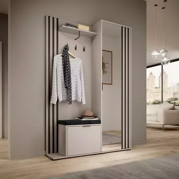 Šatní skříň Předsíňová stěna Nelly Cashmere/černá Pop