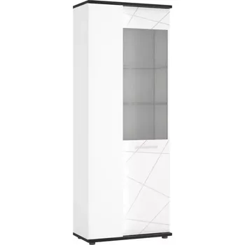 Obývací stěna Vitrína Venezia VENV01L 2D bílý alpský/dub vicenza černá/mdf bílý l