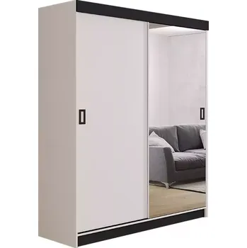 Kancelářská sestava Skříň Retro 1l 138 Zrcadlo Bílý/Černá Mat