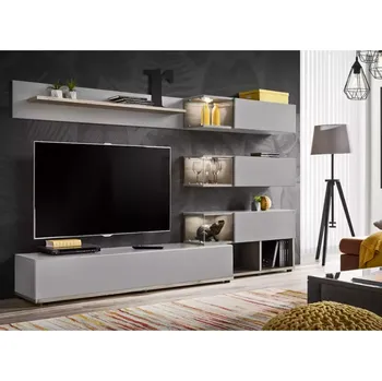 Obývací stěna Obývací Stěna Silk 240cm Perlově Šedá / Wellington