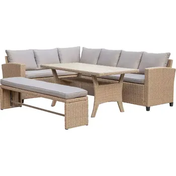 Zahradní sestava Zahradní rohová souprava Stockholm natural s lavici