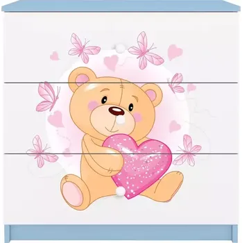 Dětský pokoj Dětská komoda Babydreams modrá - Medvídek s motýlky