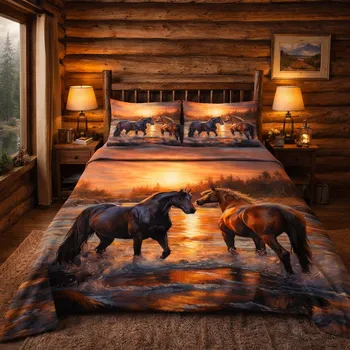 Povlečení 2-dílné ložní povlečení - Koně ve vodě