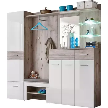 Předsíňová stěna Předsíňová Stěna Gustavo IV + Polštář Dub Wellington/Bílý