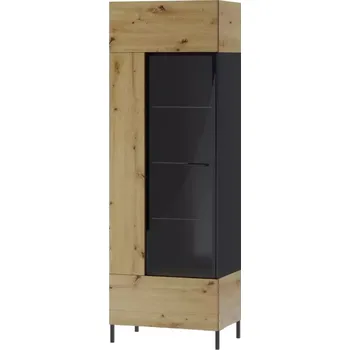 Obývací stěna Vitrína Lucas 65cm L/P Dub Artisan/černy Mat