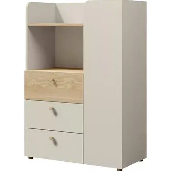 Kancelářská sestava Komoda Yuki 7 šedobéžová/olejovaný dub