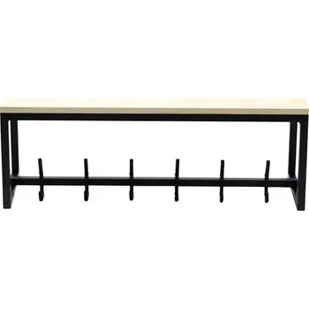 Věšák kovový s dřevěnou policí Loft černý 26.5x75x25