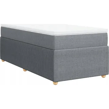 Postel Kontinentální postel světle šedá 200x100x46 cm s matrací 100x200x20 cm a s...