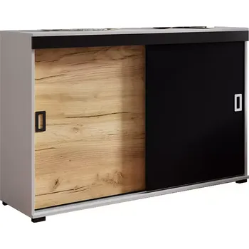 Kancelářská sestava Komoda Retro 120 Bílý/Craft/Černá + Rukojeti Bílý I Černá