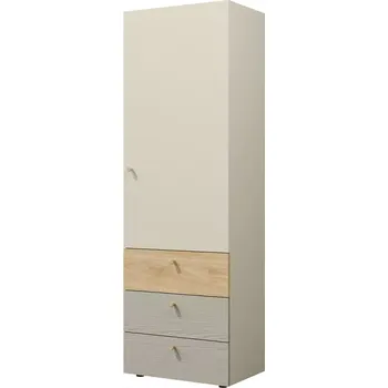 Kancelářská sestava Skříň Yuki 4 Eukalyptus/Šedá Béžová/Olejovaný Dub