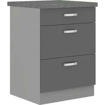 Kuchyňská skříňka Grey 60D 3S BB, šedá