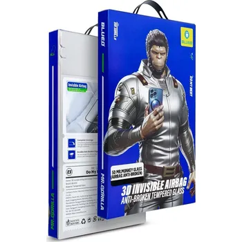 Náhradní kryt pro mobilní telefon Ochranné sklo 5D Mr. Monkey Glass - Apple iPhone 14 Pro black (Airbag Anti-Broken)