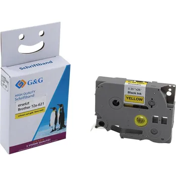 Kotouček do pokladny a tiskárny štítků páska do štítkovače G a G 14976 kompatibilní náhradní Brother TZe-621 Barva pásky: žlutá Barva písma: černá 9 mm 8 m