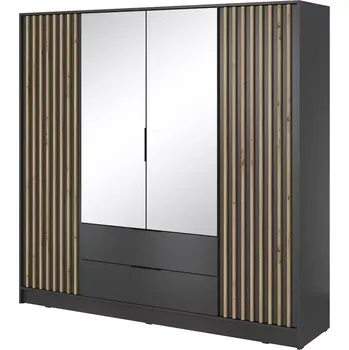 Předsíňová stěna Skříň Nelly 4d zrcadlo grafit/lamela artisan