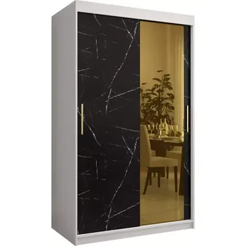Předsíňová stěna Skříň Platinum T2 120 bílá mramor/černá