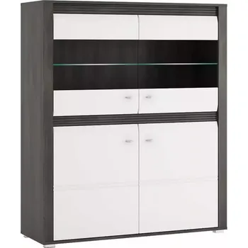 Obývací stěna Vitrína Sevilla typ 33 2D norská borovice/bílá + LED