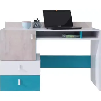 Dětský pokoj Psací Stůl Planet 125 cm Bílý/Dub/Tyrkysový