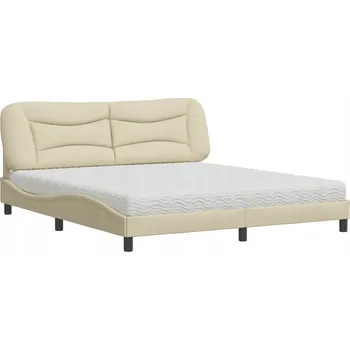 Postel Kremová postel s pěnovou matrací 180x200 cm, čelo 190x15x48 cm