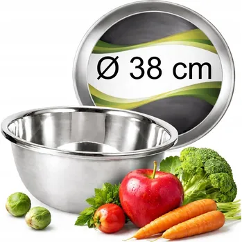 GASTRONOMICKÁ OCELOVÁ MÍSA DO KUCHYNĚ Ø 38 cm - VELKÁ KOVOVÁ MÍSA 10 L