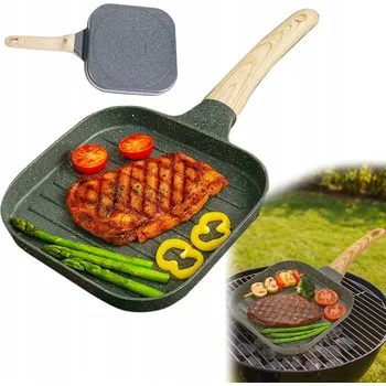 Pánev BIWAKOVACÍ PÁNEV NA SMAŽENÍ A GRILOVÁNÍ MASA, TURISTICKÁ, S NEPŘILNAVÝM POVRCHEM