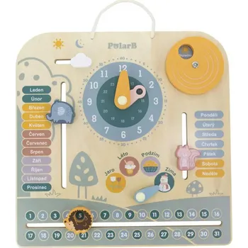 Dětské zboží VIGA DŘEVO PolarB Kalendář naučný s hodinami Modrý CZ *DŘEVĚNÉ HRAČKY* | 224228
