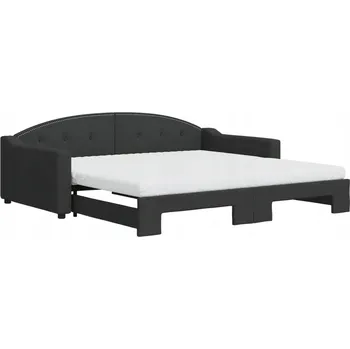 Pohovka Rozkládací lehátko-pohovka černá 223 x 110 x 75 cm, 2 matrace 100 x 200 x 10