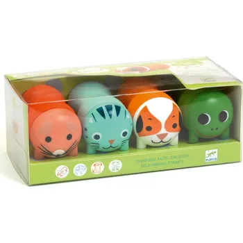 Dřevěná hračka Samonamáčecí razítka pro mrňousky Zvířátka ze zahrádky