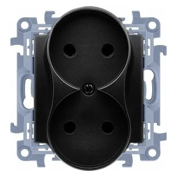 Elektrická zásuvka Dvojitá zásuvka bez/u černá matná Kontakt-Simon 10