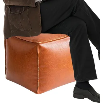 Taburet TABURET KOSTKA PODNOŽKA 40X40X40 CM EKOKŮŽE SKLÁDACÍ ORANŽOVÁ SNADNÉ