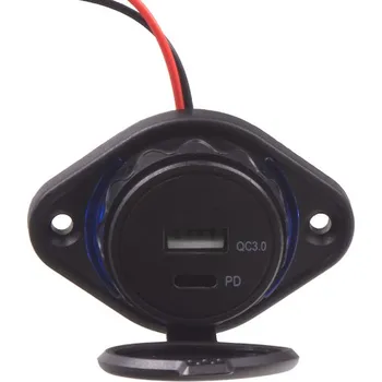 Auto elektroinstalace USB QC3.0 + USB-C PD zásuvka 12 - 24V, montáž na povrch, 34660
