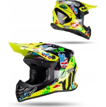 Helma na motorku UFO 2026/01 Dětská/Juniorská Motokrosová Přilba KOREY Černo/Žlutá (M)
