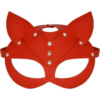 Erotická maska Kožená kočičí maska Karess Selina červená, maska z hovězí kůže – kočka