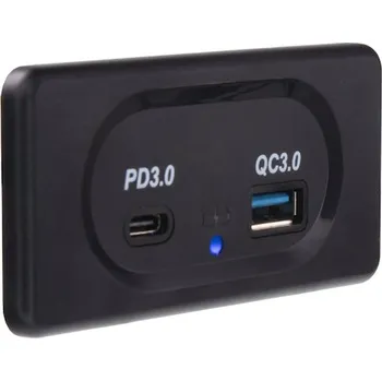 Autodíl USB QC3.0 + USB-C PD3.0 zásuvka 12 - 24V, montáž na povrch, 34679.2