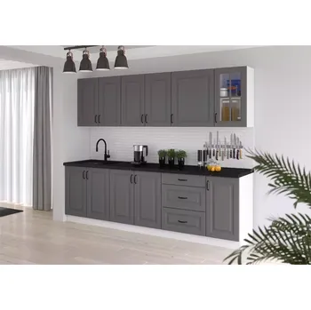 Kuchyňská linka Kuchyňská linka Stilo dustgrey/bílá 260 bez pracovní desky